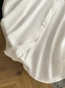 Damen einfarbige elegante Bluse mit Einzelknopfleiste und Langarm Kragen, modischer Lässig-Top für Frühling & Herbst