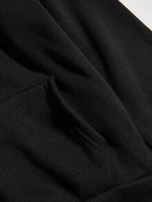 Sudadera Casual para Mujeres con Patrón de Margaritas, Tejido de Punto 100% Poliéster, Sudadera con Capucha y Cordón para las Cuatro Estaciones - Negro - Ver 5