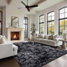 Grauer teppich wohnzimmer, superweicher und flauschiger moderner teppich schlafzimmer, ochfloriger Wohnzimmerteppich, großer Teppich zur deko wohnzimmer, plüschiger Innenteppich für die moderne Wohnraumdekoration.