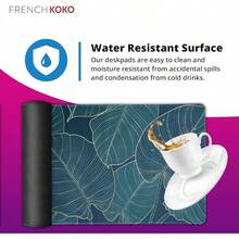 French KOKO Desk, Large Desk Pad Large Mouse Pad Cute Desk Accessories Home Office Essentials XL Desk Desk Pad Keyboard Mouse Desk Pads On Top Of Desks Computer Pink Floral Women Girls - 綠葉 - 查看 5