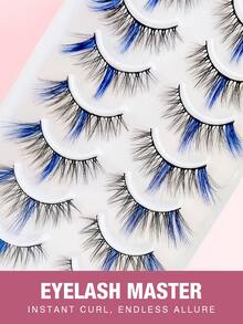 10 Pares de Cílios Postiços Azuis de Falso Vison Macio em Formato de Olho de Gato, Alongam o Comprimento dos Cílios e Alargam os Olhos, Adequados para Festivais, Férias, Encontros e Outras Ocasiões, Cílios em Tiras, Cílios, Cílios Postiços, Cílios Falsos