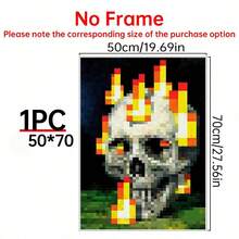 1 Stück/Set abstraktes Vitalitäts-Pixel-Schädel-Flammen-Leinwandposter, dekorativer Kunststil, Wandbilder für Innenräume, Poster und Drucksachen, Geschenkwandbilder, Schlafzimmer, Büro, Wohnzimmer, Café, Wanddekoration, Heim- und Studentenwohnungsdekoration, wahlweise mit Rahmen, Halloween-Dekoration, Herbstdekoration, Raumdekoration. - Verschiedenfarbig - Übersicht 14