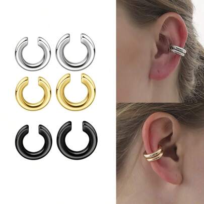 قطعة واحدة من الأنف الشكل حرف C المبالغة والبسيطة من الفولاذ المقاوم للصدأ مشبك الأذن بدون ثقب تقليد الأنف مشبك مناسب للرجال والنساء