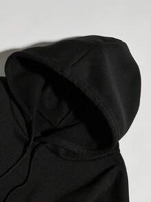 Sudadera Casual para Mujeres con Patrón de Margaritas, Tejido de Punto 100% Poliéster, Sudadera con Capucha y Cordón para las Cuatro Estaciones - Negro - Ver 3