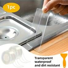 透明硅胶厨房浴室密封胶带套装（含工具） - 自粘防水防霉缝隙填充条，适用于台面、炉灶、水槽 - 多用途透明密封条