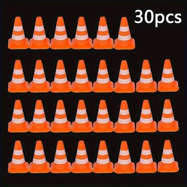 30 stuks mini-verkeerskegels, plastic wegversperringsspeelgoed, rekwisieten voor verkeerssimulatie, kerstcadeauvulling, ideale keuze voor winter- en paaskamerdecoratie, geschikt als cadeau voor vrienden