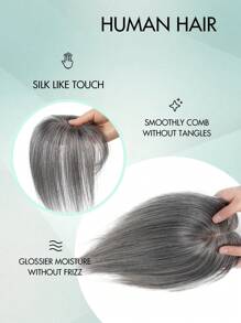 Extensões de Cabelo Invisíveis com Presilha para Mulheres - Toupeiras de Cabelo Humano 100%, Degradê Cinza a Branco Reto, Estilos A01 e A02, Perfeito para Cabelos Finos, Aparência Natural, Solução para Espessura do Cabelo | Aparência Natural | Presilhas de Fixação Seguras