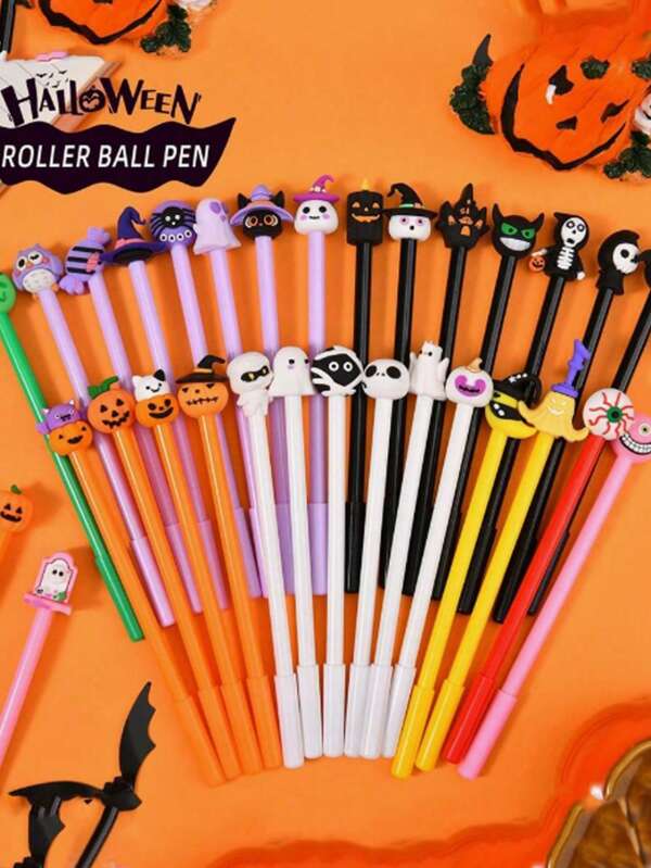 20 piezas/10 piezas/5 piezas Bolígrafos de gel con tema de Halloween, recarga de 0.5 mm, bolígrafo de gel con diseños de dibujos animados, una variedad de diseños lindos, adecuado para el hogar, la escuela, la fiesta de Halloween, regalos de Halloween, premios para estudiantes, herramientas de escritura, bolígrafos a base de agua, bolígrafos para firmar, papelería decorativa, regalos para fiestas, suministros de oficina, regalos divertidos para amigos