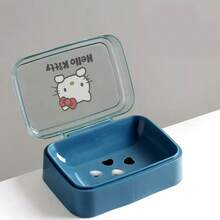 Sanrio 1pc Sanrio Hello Kitty Cartoon Soap Dish With Lid – Cute Home & Bathroom Decor For Fall And Back-To-School Season