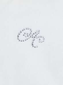 Annil Abbigliamento per bambini, ragazze, bambini di età media e giovani, adolescenti, maglioni lavorati a maglia a maniche lunghe con bavero, pizzo dolce, colletti per neonati, diamanti caldi e polo shirt stampate per l'autunno - Bianco - Visualizzare 7