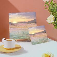 DIY Painting By Number, Solid Wood Photo Frame, Landscape And Flowers, Acrylic Paint Brushes Suitable For Beginners