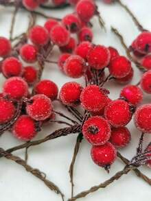 (10 Pieces/PCSK) Size 7cm * 4cm Christmas Crystal Berry Christmas Tree Decoration Gift Flower Decoration Red Wealth Crystal Berry Used For Room Vase Layout New Year Celebration Event