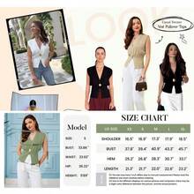 Ommig Womens Vest Tops Button Down V Neck Sleeveless Knit Summer Top For Women - 軍綠色 - 查看 9