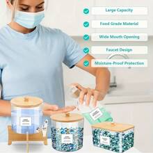 洗衣液分配器、洗衣房收纳盒、洗衣凝珠容器及烘干机纸架（带盖子和标签）、衣物柔顺剂分配器（洗衣粉烘干球）、浴室配件、房间装饰 - 彩色 - 查看 2