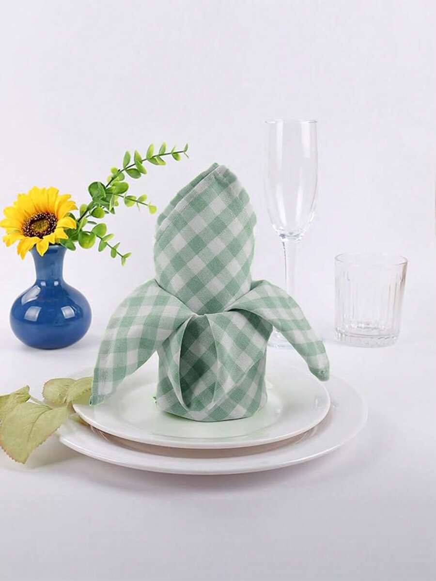 2/6/12/240pcs Casual Fresh Plaid Napkins, Skin-Friendly Absorbent Reusable Washable, Suitable For Living Room, Dining Room, Party, Daily Home Decor