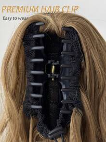 Claw Ponytail Extension Ombre Silver Brown Blonde 24 Inch Long Water Wave Hair Heat-Resistant Fiber Synthetic Ponytail Suitable For Daily Use By Women And Girls At Parties