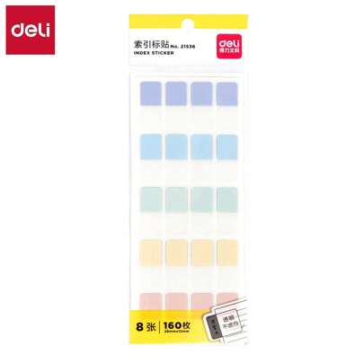 Deli 160-Piece Color-Coded Sticky Index Tabs (1"X0.5") - Repositionable Page Markers For Books, Files & Notes, 5 Assorted Colors, Writable Surface