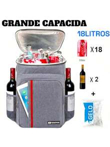 Thermal Backpack Cooler Capacity 23L Waterproof Portable Picnic Hot Cold Ref MM.Loja - Gris - Ver 5
