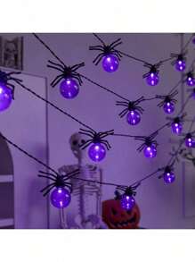 5.2米/15盏万圣节蜘蛛灯，万圣节派对氛围道具，万圣节装饰，节日必备挂饰，恐怖元素，新款万圣节挂饰，家居装饰