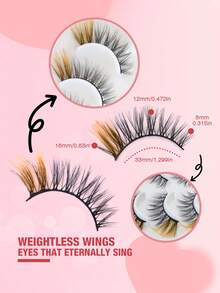 10 Pares de Cílios Postiços Amarelos de Falso Vison Macio em Formato de Olho de Gato A20-1, Alongam os Cílios, Ampliam os Olhos, Adequados para Festivais, Férias, Encontros e Outras Ocasiões