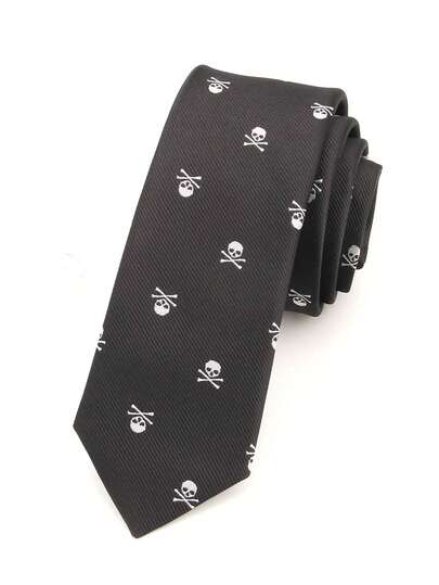 1pc 6CM Skull Tie, Street Punk Rock Goth Style For Halloween,Accessories,Festival,Gifts