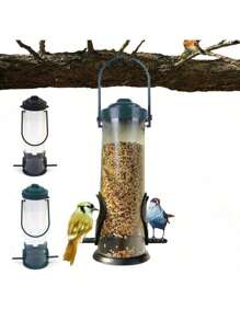 1 pezzo Mangiatoie per uccelli appese, mangiatoie per uccelli selvatici in metallo da giardino con 2 porte, resistenti, impermeabili, confezione da 2 - Rame