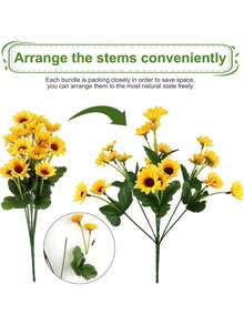1PCS/5PCS/50PCS/70PCS人造向日葵，家居客厅婚礼装饰人造花，摄影道具，适用于家庭装饰、房间装饰、生日装饰、厨房装饰、礼品、卧室装饰、婚礼装饰、办公桌配件、客厅装饰、桌面中心装饰、花园装饰、户外装饰、秋季装饰﻿﻿ - 黃色3 - 查看 3