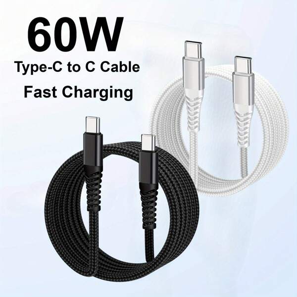 60W USB C To USB C Cable 3.6ft/4.9ft/6.6ft, Type C Cable Fast Charging For IPhone 16 15 Charger Cord, For IPad-Air, For Sam-Sung Galaxy, Pixel
