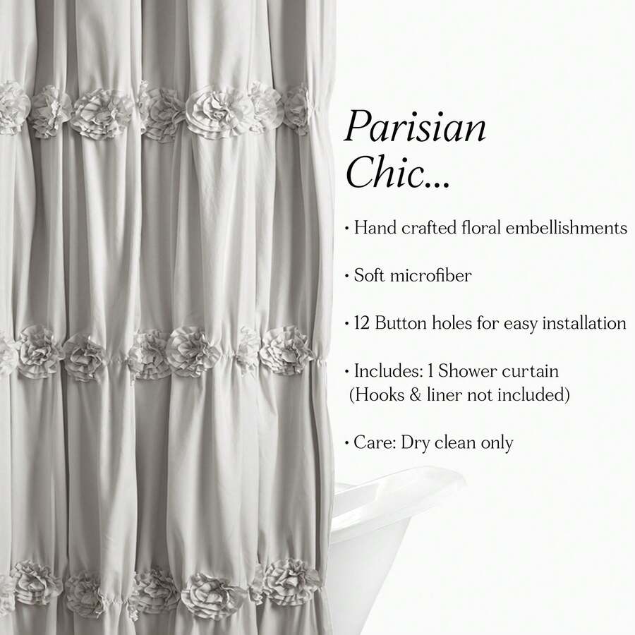 Lush Decor Darla Shower Curtain Blush 72X72 Halloween-Fall Decor-Room Decor - Light Gray - 查看 1