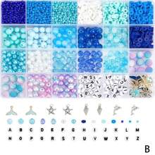 1 caja de set de cuentas con tema oceánico, kit de fabricación de pulseras de amistad estilo vacaciones de verano, set de cuentas de arcilla para manualidades de joyería, pulseras, collares, aretes, regalos artesanales
