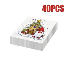 80/40/20 件 9.84 * 9.84 英寸一次性圣诞主题餐巾，带有可爱的圣诞老人和舒适的小屋图案，适合节日聚会、圣诞派对、新年和冬季主题派对、西餐厅、咖啡馆等 - 紅白色 - 查看 14