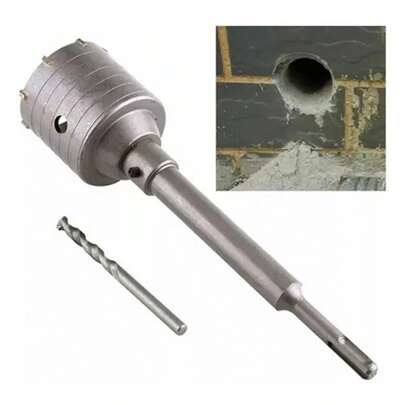 Juego de brocas para sierra de corona de hormigón (extensión de 65 mm, 350 mm, SDS Plus), ideal para perforar paredes de hormigón, piedra, ladrillo, cemento, mampostería, bloques aireados, bloques de goteo e instalaciones de aire acondicionado.