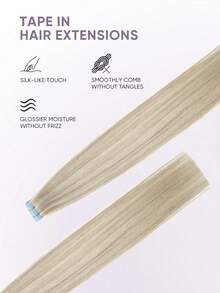 20pcs Tape-In Hair Extensions, Real Human Hair, 14-22 Inches, Painless Double-Sided Tape-In, Invisible Tape-In Hair Extensions, Straight, Suitable For Party, Halloween Costumes - S18/613 - View 5