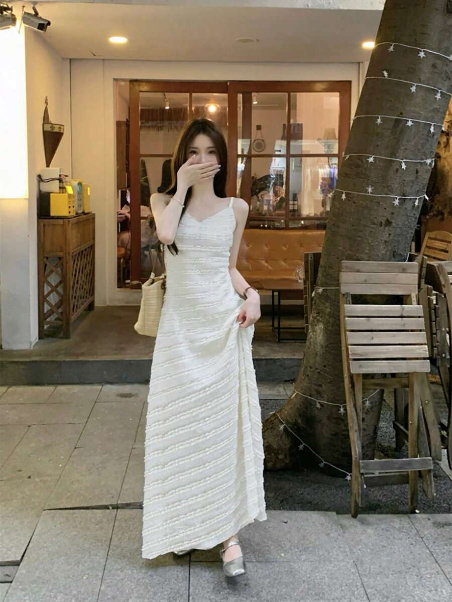 女士柔和V领休闲夏季吊带裙