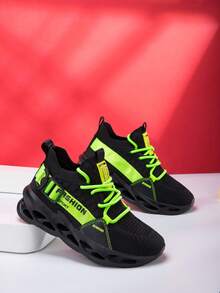 Boys & Girls Breathable Non-Slip Casual Comfortable Fashionable Outdoor Lace-Up Sports Shoes, Suitable For Autumn