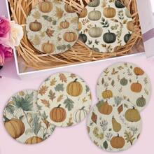 1 set/4 piezas /6 piezas /300 piezas Posavasos de barro de diatomeas con estampado de elementos otoñales, adecuados para decoración del hogar, cafeterías, meriendas, decoración de restaurantes, fiestas temáticas, decoración diaria, y también pueden ser dados como regalos de otoño