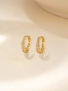 EleRunis 1 对 925 纯银防过敏曲线耳环 18K 镀金细小软骨耳环穿孔珠宝适合女士日常佩戴 - 金色 - 查看 5