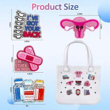 Miniature Bag Charms Bling Bag Charms Themed Bag Charms Nurse Charms For Bogg Bags Insert Accessories Decoration Fits For Simply Southern Rubber Beach TotesLeather Tassel Bag Charms - 黑色 - 查看 3