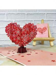 Hot Silvery Shine 1pc 3D Pop-Up Greeting Card - Giving Tree Pattern - Suitable For Valentine's Day, Wedding, Engagement, Miss You, Anniversary, Her, Girlfriend, Wife, Friend, Back To School, School Supplies - Single Piece - View 4