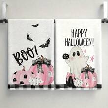 2/4 Pcs Halloween And Christmas Kitchen Towels, Ghostly Bicolor Pattern Dish Towels, And Gingerbread Man Pattern Towels, Scary Hand Drying Towels For Cooking And Wiping. Soft, Absorbent And Durable, Suitable For Home Decor And Halloween Party Decoration. Also Applicable For Halloween Decor, Room Decor, Autumn And Winter Decor.