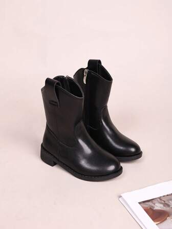 1 Pair Of Classic And Fashionable Seasonal Children's Boots, Suitable For Daily Wear And School Life As Student Boots, Western Boots Suitable For Vacations, And Mid Top Girls' Boots