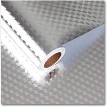 1 rollo de papel tapiz autoadhesivo con patrón plateado, vinilo desprendible resistente a altas temperaturas, pegatina de papel de aluminio para cocina, fácil de limpiar, con líneas rectas a juego, adecuado para gabinetes, estufas y encimeras, en estilos de formas y rayas de 15.7inX39.3/118.1/196.8in, papel tapiz, pegatinas de pared, decoración de pared, decoración de habitación, pegatinas de papel tapiz, decoración de pared, decoración de dormitorio, decoración de cocina, decoración del hogar