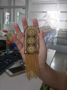 1 件精致手工流苏肩章长链古典胸针水钻 DIY 服装配饰男女适用，精致肩章肩章朋克胸针流苏肩标别针徽章肩闪 Cosplay - 彩色 - 查看 6