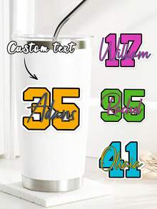 Customized Baseball/Softball Helmet/Bat Stickers, Personalized With Name And Number, Waterproof Vinyl Material, Suitable For Laptops, Phones, Gift Bags, Etc. Also Available: Customized Jersey Number Stickers, Cup Stickers, And Computer Stickers. - Multicolor - View 7