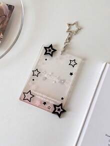 1个闪光五角星吊坠硬卡夹女生渐变三寸卡包学生追星小卡砖 - 彩色 - 查看 11