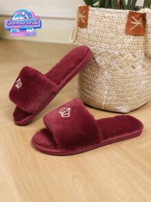 Dép đi trong nhà/phòng ngủ mềm mại và thoải mái, phù hợp cho cả trong nhà và ngoài trời, lý tưởng cho những người dẫn đầu xu hướng, có sẵn màu đen lông giả tối giản, trắng, xám và đỏ tía. - Vàng Burgundy - Xem 5