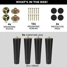 4pcs Tapered Furniture Legs With 4 Nuts, 4 Washers And 12 Screws, Wooden Furniture Feet, Suitable For Cabinets, Sofas, Vanities, Chairs - Multicolor - View 10