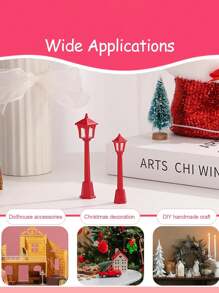 5PCS Red Mini Miniature Street Light Model Street Post Railway Train Post Lamp Outdoor Pathway Lantern Post For Dollhouse Decor Micro Landscape Home Decor Christmas Decorations Room Decor Christmas Winter