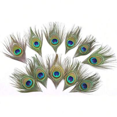 10pcs Natural Peacock Feathers Green Big Eyes Trimmed Peacock Feathers For DIY Crafts Arts Carnival Masquerade Mask Christmas Hair Accessories Wedding Holiday Party Costume Decoration