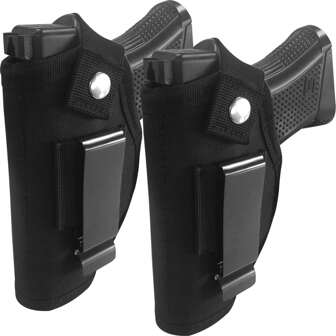 Universal Gun Holster For Concealed Carry – IWB/OWB Nylon Pistol Holster Fits , M&P Shield, Ruger, Springfield, Compact & Subcompact Handguns, Right/Left Handed Belt Clip Holster – 2 Pack